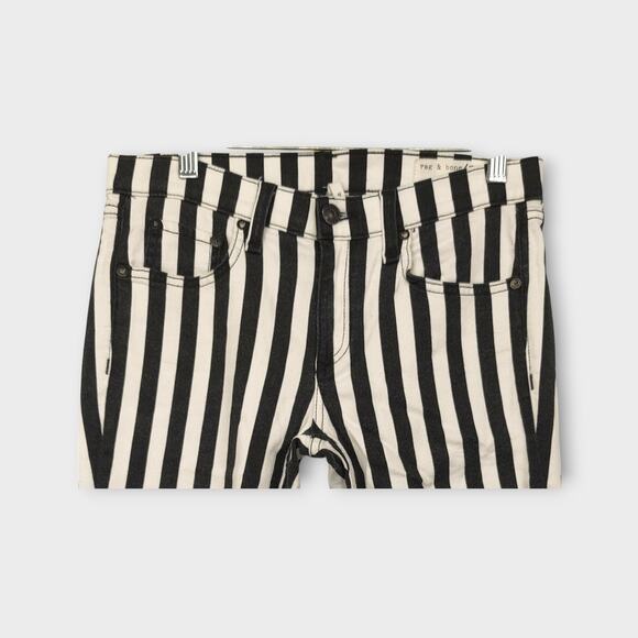 Womens Rag & Bone Black and White Striped Skinny Jean Size 29" Waist - Picture 3 of 6
